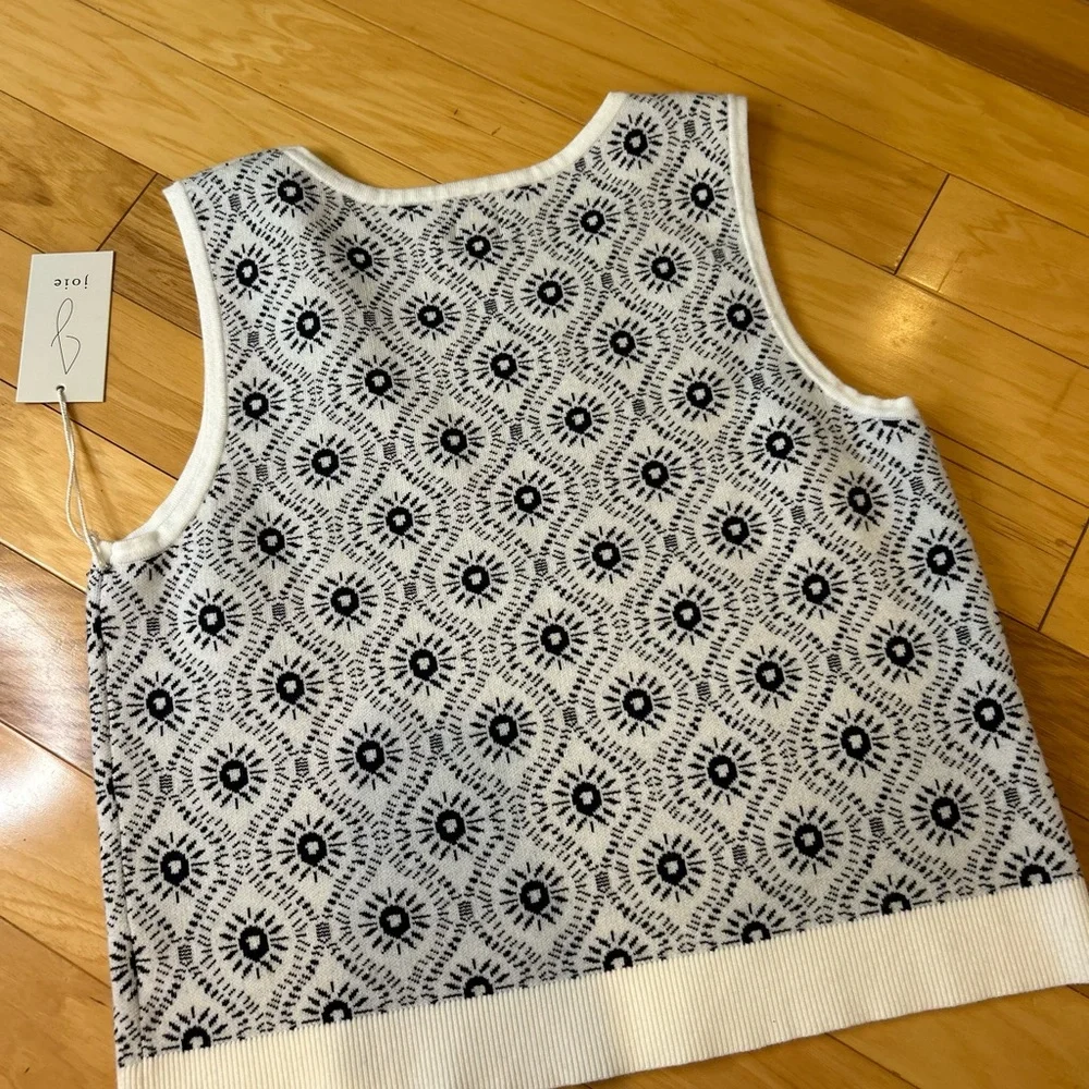 NWT Joie Black & White Patterned Soft Knit Tank Top Sweater